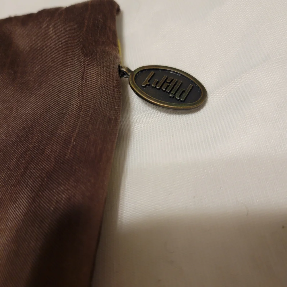 Pier 1 Brown Floral Accent Embroidered Pillow Case 17 1/2 X 17 1/2 inches